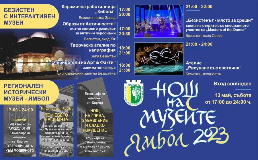 нощ на музеите Ямбол 2023 1 1 1 https://netnews.bg/wp-content/uploads/2023/05/събития-в-Ямбол-12-14-май-2023-колаж.jpg